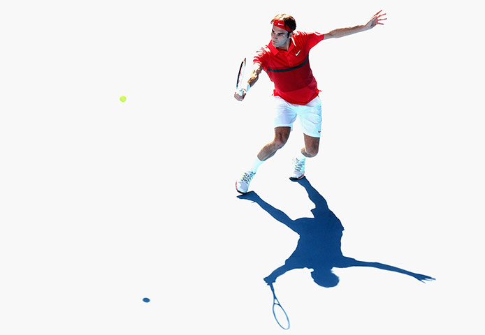 Aussie Open day 9: Roger Federer plays a backhand