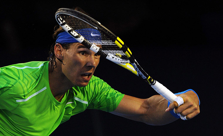 Aussie Open day 9: Rafael Nadal hits a forehand return