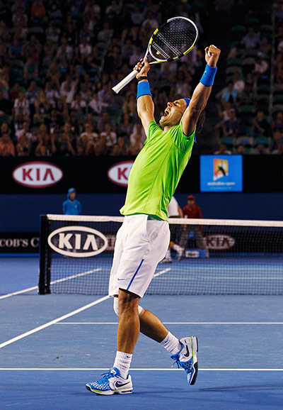 Aussie Open day 9: Rafael Nadal celebrates defeating Tomas Berdych