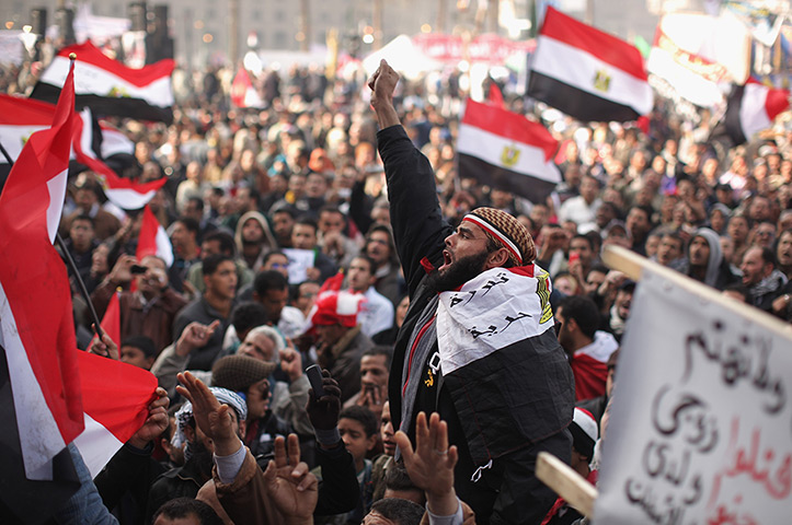 Egypt rally: Egyptians gather in Tahrir Square to mark the one year anniversary 