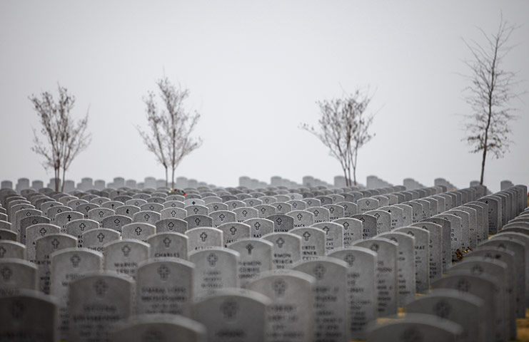 24 hours in pictures: Gravestones at the Fort Sam Houston National Cemetery in Houston