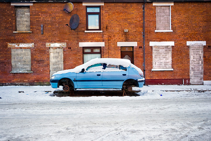 In pictures: missing: Car without wheels