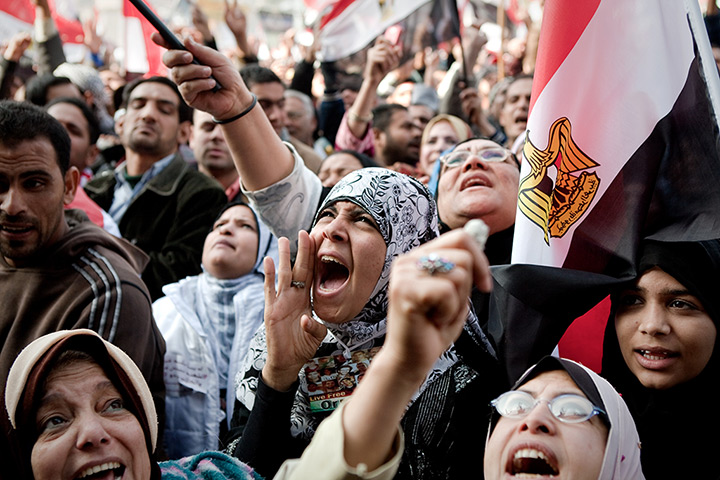Egypt one year rally: Protesters shout in Tahrir Square 