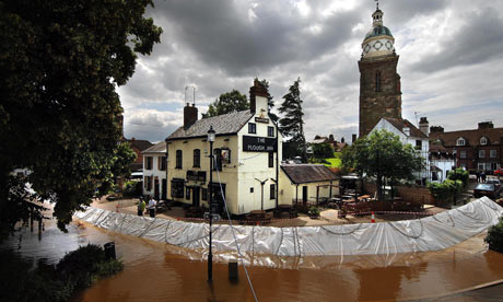 Flood defences in summer 2007 at Upton on Severn, Worcestershire