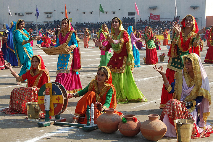 India Republic Day: Indian youths perform a Punjabi traditional folk dance the Giddha, Amritsar