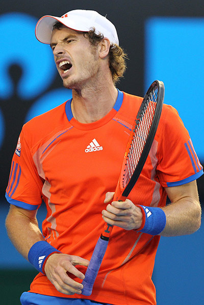 Murray v Djokovic: Andy Murray reacts during his match against Djokovic