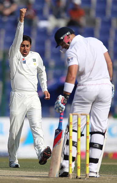 Second test day 3: Pakistan's Saeed Ajmal celebrates taking the wicket of England's Matt Prior
