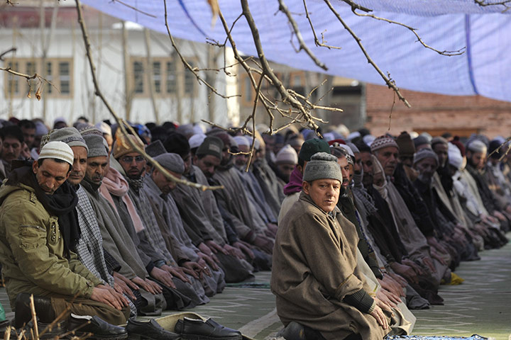 24 hours in pictures: Kashmiri Muslims offer prayers in Srinagar