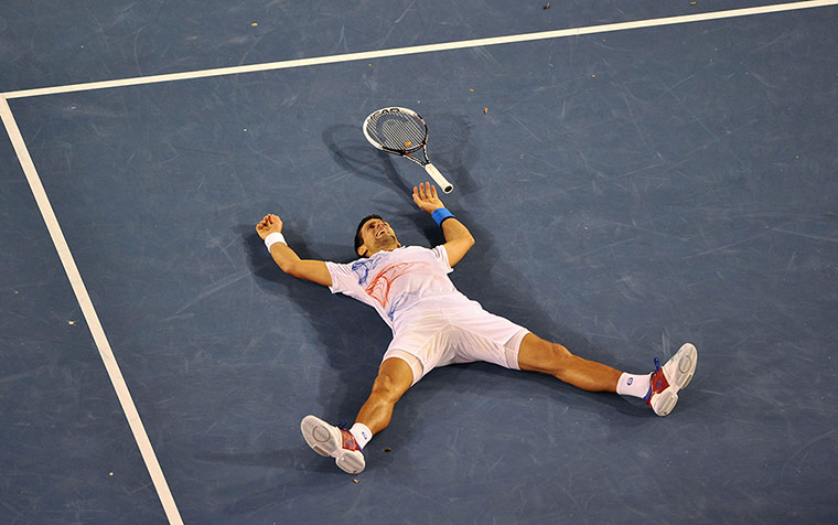 Aussie Open: Novak Djokovic celebrates his semi-final victory over Andy Murray
