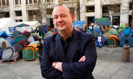 Giles Fraser by the Occupy camp outside St Paul's Cathedral. 