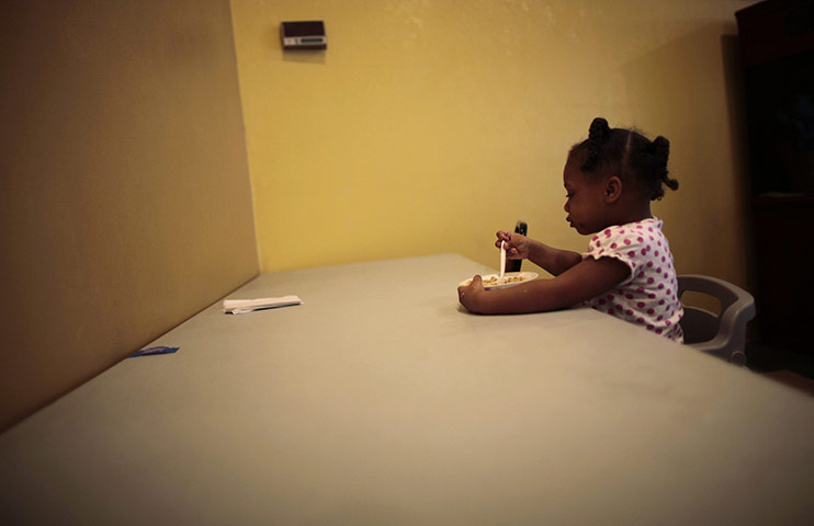 Hope Gardens : Aleyah Lloyd eats lunch at Hope Gardens Family Center