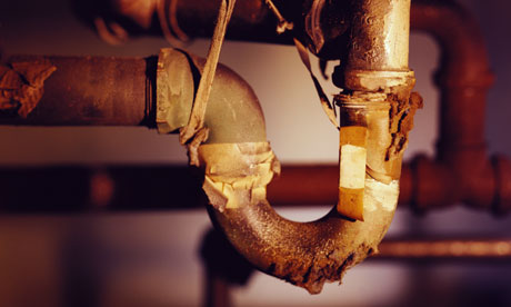 Rusty burst pipe
