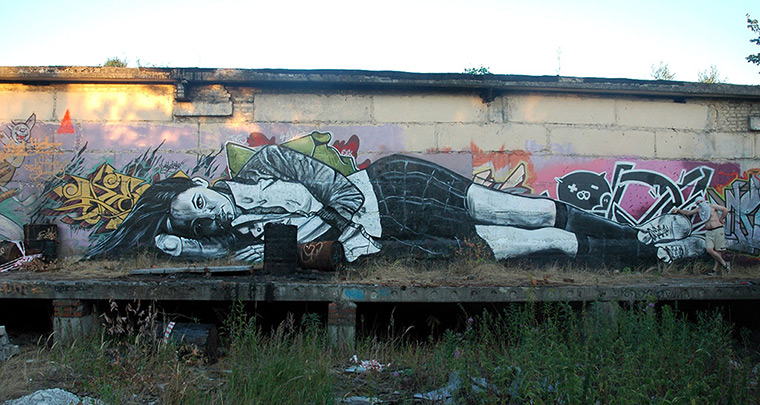 P183 the Russian Banksy: Street art of P183, known as the Russian Banksy, Moscow, Russia - Jan 2012