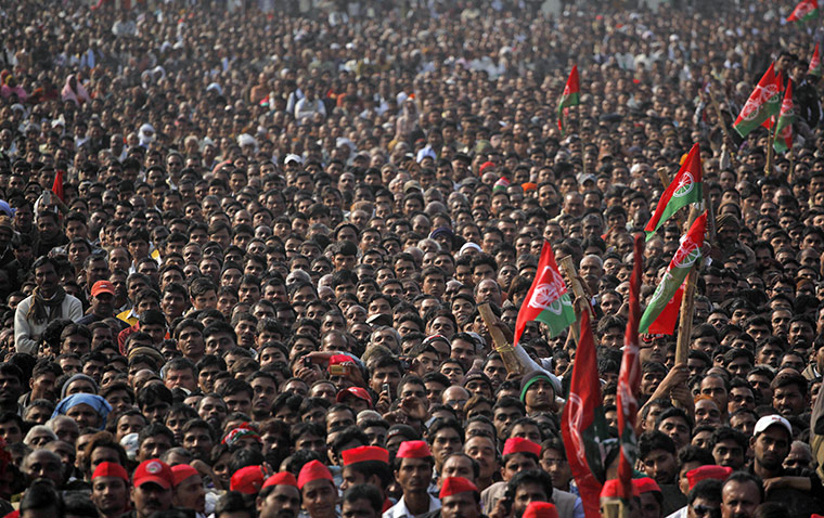 24 hours in pictures: Mulayam Singh Yadav at an election rally 
