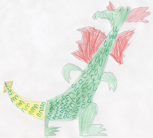 Dragon drawings: Dragon by Aish L, age 6