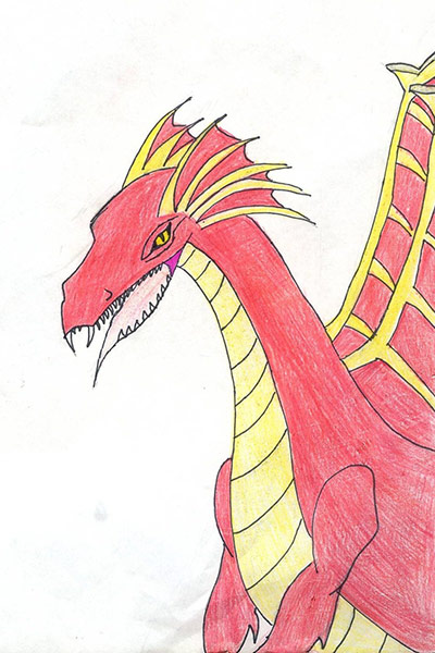 Dragon drawings: Red dragon by Naomi