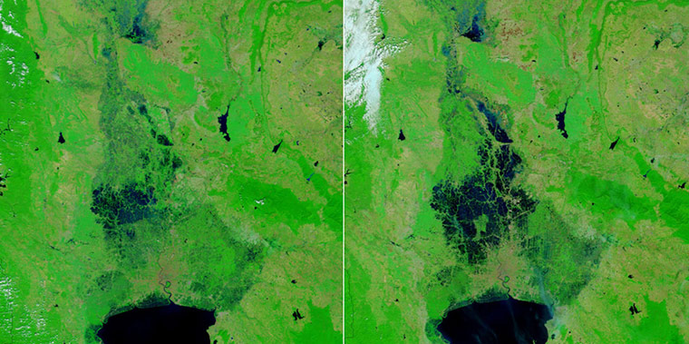 Satellite Eye on Earth: Flood waters inundated Ayutthaya and Bangkok in Thailand