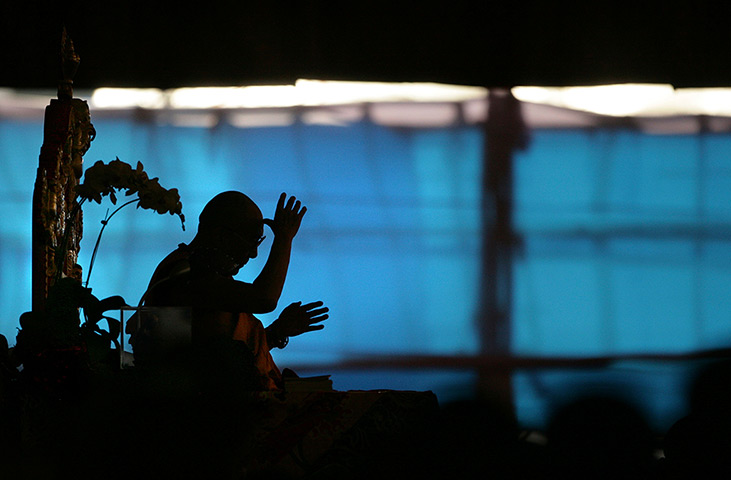 FTA: Altaf Qadri: Tibetan spiritual leader the Dalai Lama teaches monks and devotees