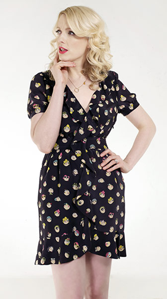 Lauren Laverne: faces dress by Love Moschino