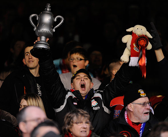 Everton v Tamworth: Tamworth fan with inflatable FA Cup 