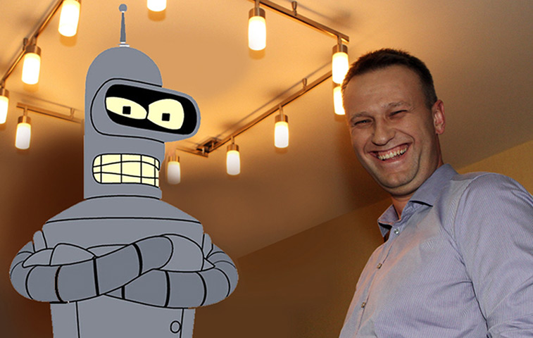 Aleksei Navalny: Aleksei Navalny in a photomontage with Futurama's Bender Bending Rodriguez