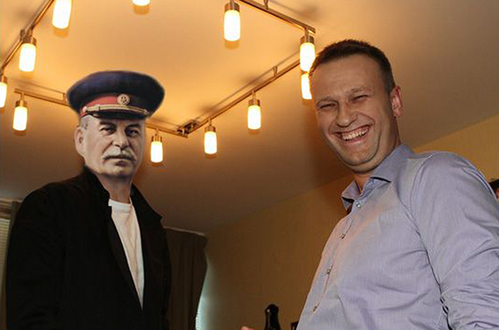 Aleksei Navalny: Aleksei Navalny in a photomontage with Joseph Stalin