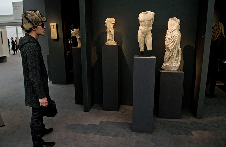 Frieze Masters: Roman marble draped female and male Torso Circa 1st - 2nd century AD