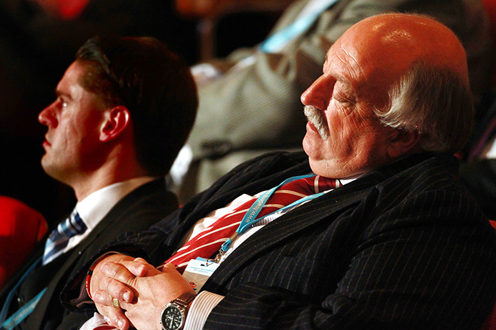 Sleeping delegates: Delegates listen in as Iain Duncan Smith addresses