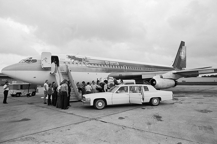 Led Zeppelin: Boarding the Led Zeppelin airplane at Oklahoma City airport in 1978