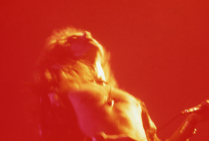 Led Zeppelin: Robert Plant on stage in 1975