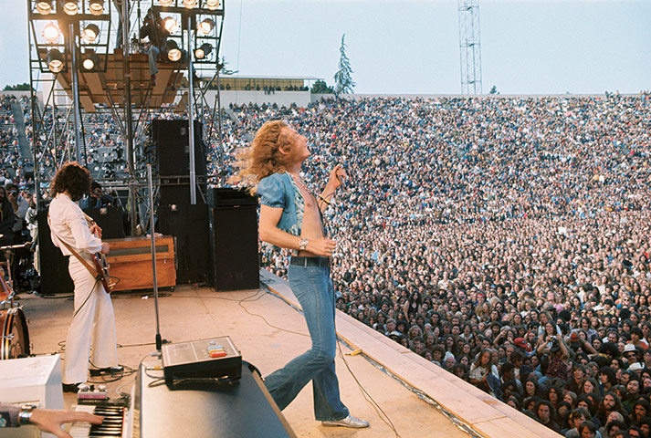 Led Zeppelin: The band perform for a massive crowd in Kezar stadium