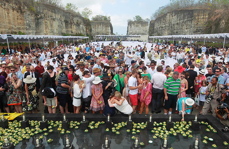 Bali anniversary: Relatives of victims comfort each other at the commemoration service