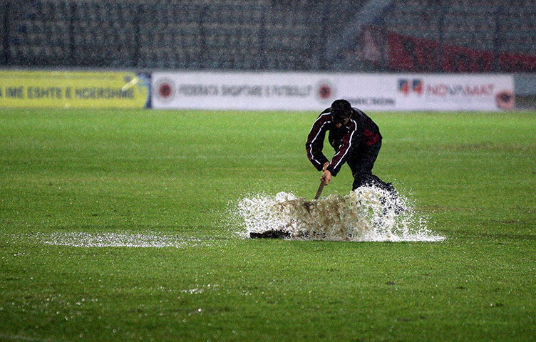 wcq 2: Rain at the Albania v Iceland game