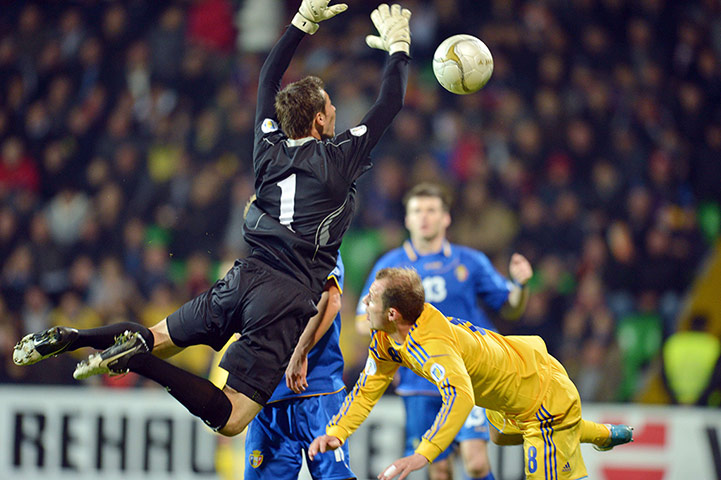 wcq 2: Moldova's goalkeeper Stanislav Namasco