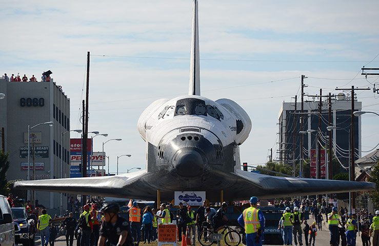 Endeavour: Space Shuttle Endeavour is seen on the streets of LA