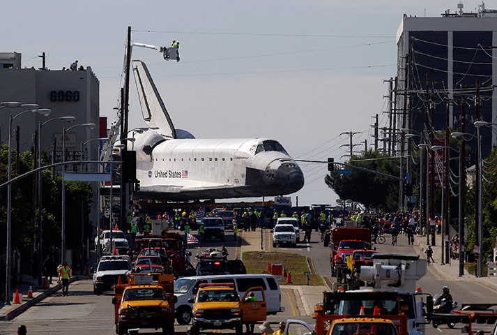 Endeavour: The Space Shuttle Endeavour slowly turns into Manchester Blvd 