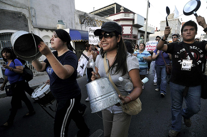 Global Noise Protests: Mexicans demonstrate in Monterrey, Mexico