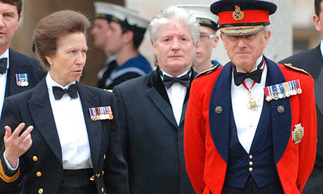 Lieutenant General Sir John Kiszely (right), with Princess Ann at a Heroes Dinner 