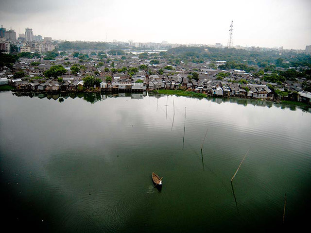 Megacities: Korail in Dhaka, aerial view