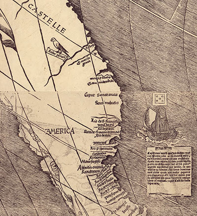 On the Map: Waldseemuller's map: America detail