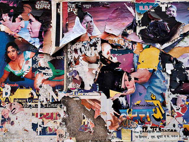 David Bailey's India: Images of old ripped posters on a wall