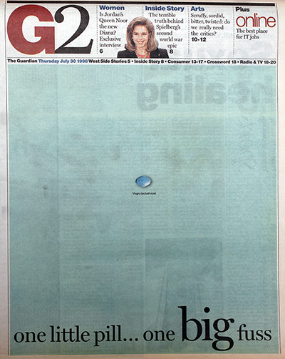 20 years of G2 covers: Viagra G2 front cover 30.7.1998