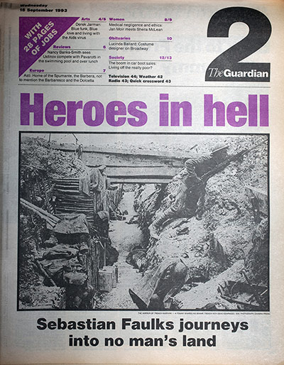 20 years of G2 covers: Sebastian Faulks G2 front cover 15.9.1993
