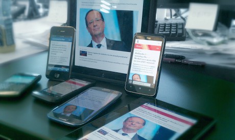 Responsive design: the same Guardian webpage, rendered on multiple devices
