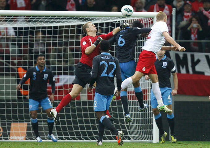 Poland v England: Poland's Kamil Glik scores