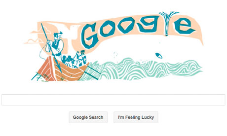 Google doodle celebrating Herman Melville's novel Moby Dick