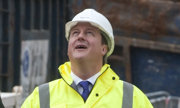 Prime minister David Cameron is on a visit today to a building site in Victoria, London, where he may be just checking that the sky isn't about to fall in before meeting a number of apprentices. The UK's largest commercial property company, Land Securities, began work on the site following a change to planning laws this week. Cameron hailed the construction project as proof of the coalition's commitment to cutting planning red tape and said it would support thousands of jobs in the construction industry. 