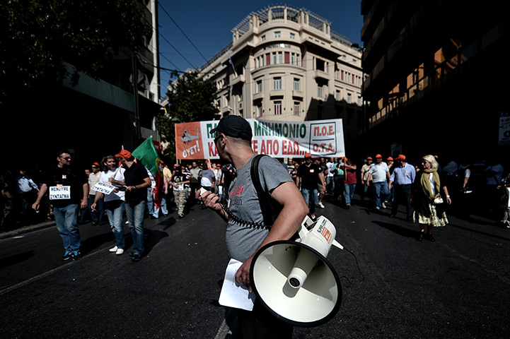 Greece protests: Demonstrators march during a 24 hour strike