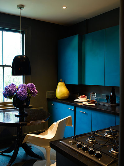Blue kitchen cupboards