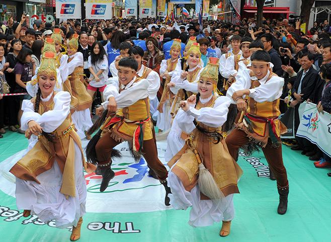 Gangnam style parade: A dance troupe from the Republic of Sakha, Russia, performs